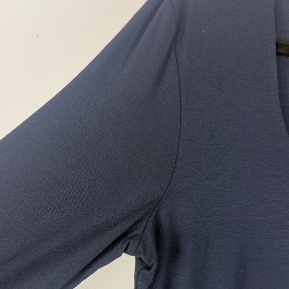 Hobbs London Elegant Navy 3/4 Sleeve Scoop Neckline Slim Fit Casual Med Blouse - Picture 4 of 11
